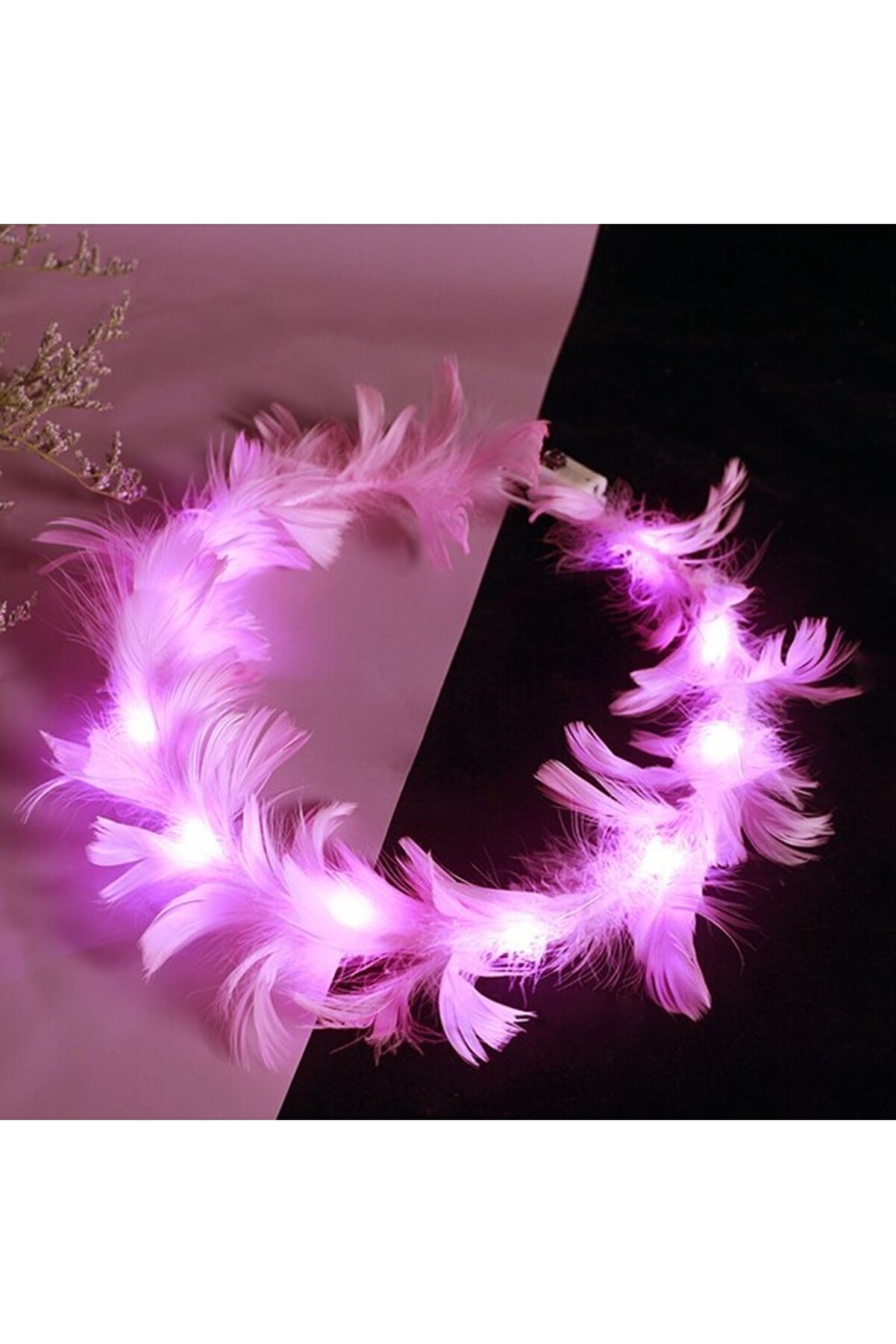 Go İthalat Led Işıklı Rengarenk Yanan 3 Fonksi̇yonlu Otri̇şli̇ Parti̇ Tacı Pembe Renk 12X12 Cm (4072)