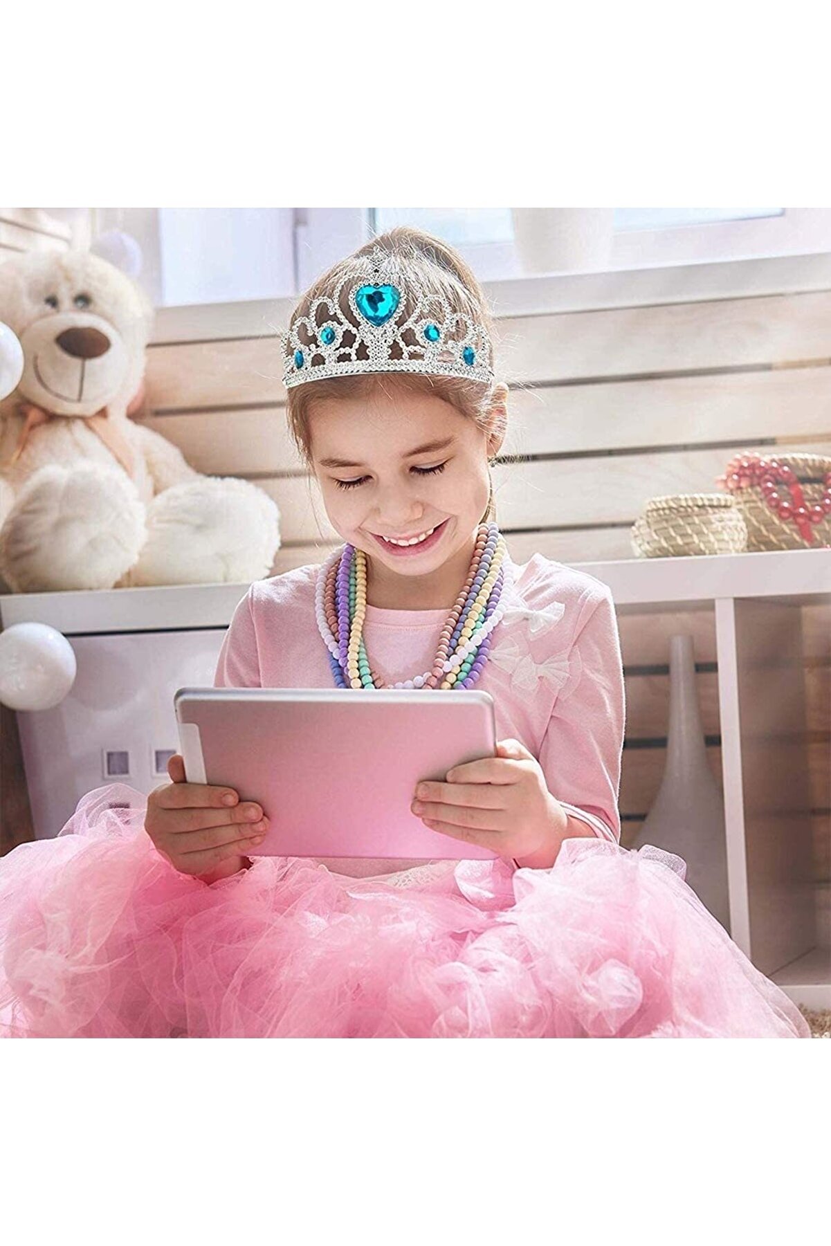 Go İthalat Karlar &Uuml;lkesi̇ Mavi̇ Kalpli̇ Taşlı Elsa Tacı (4072)