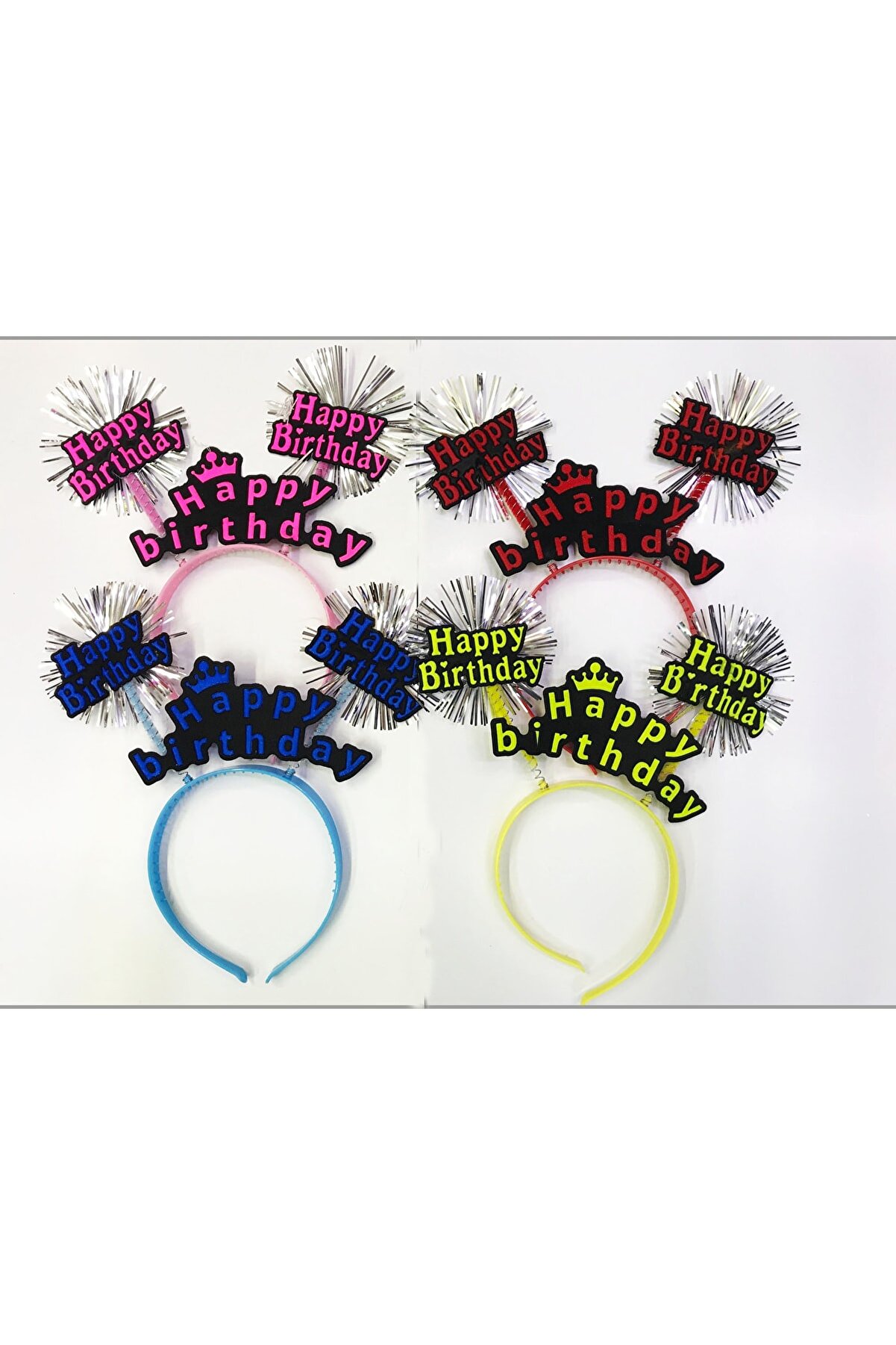 Go İthalat Happy Bi̇rthday Neon Renk Doğum G&uuml;n&uuml; Tacı 12 Adet (4072)