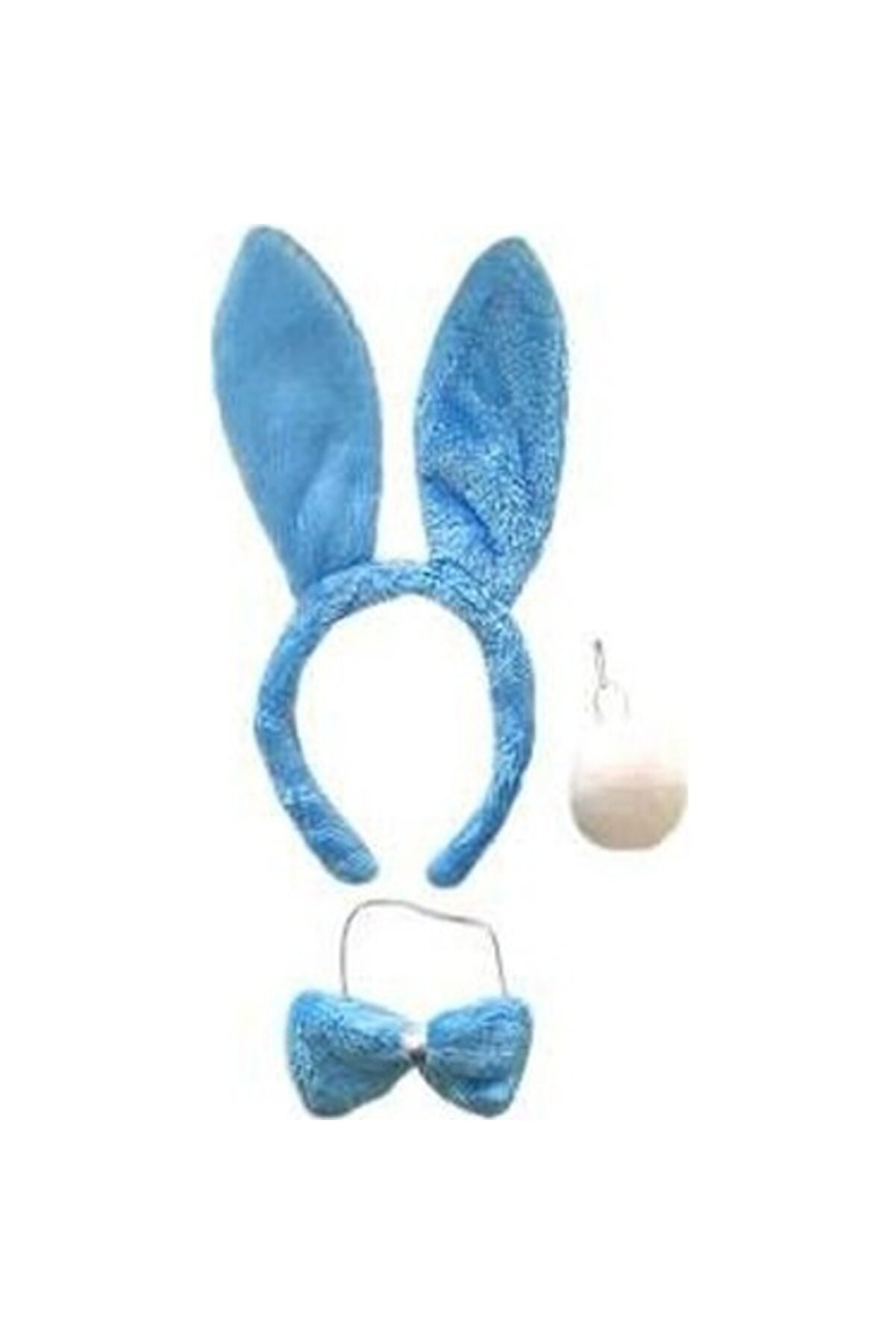 Go İthalat Tavşan Kost&uuml;m Seti̇ Ta&ccedil; Papyon Ponpon Kuyruk Mavi̇ (4072)