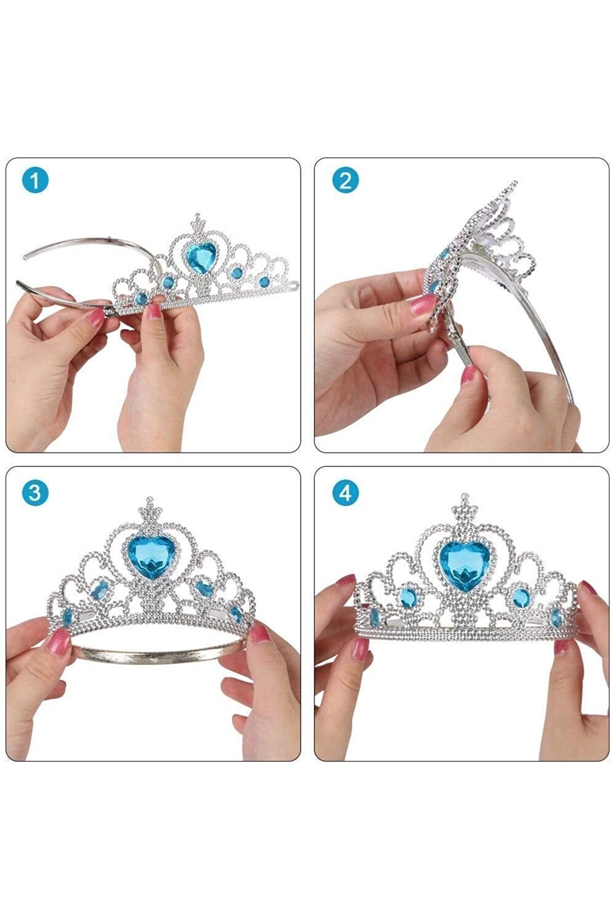 Go İthalat Karlar &Uuml;lkesi̇ Mavi̇ Kalpli̇ Taşlı Elsa Tacı (4072)