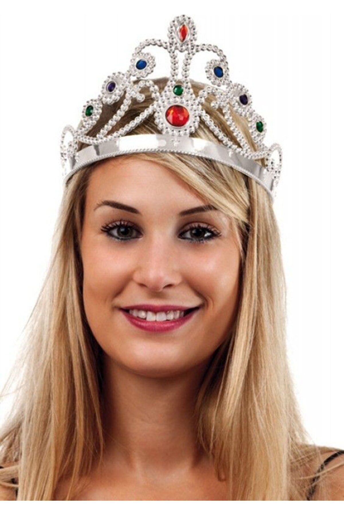 Go İthalat G&uuml;m&uuml;ş Renk Plasti̇k Prenses Tacı Krali̇&ccedil;e Tacı 60 Cm (4072)