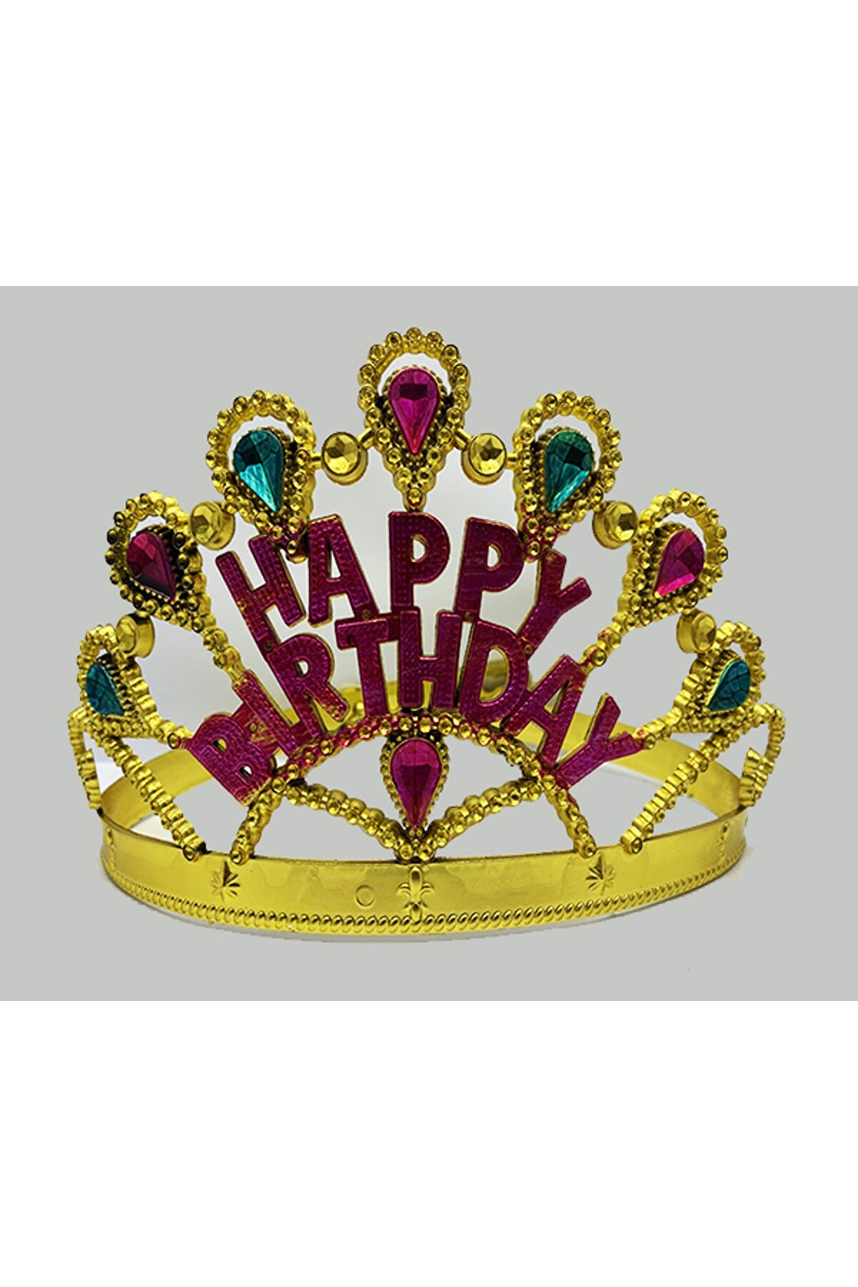 Go İthalat Altın Renk Happy Bi̇rthday Yazılı Doğum G&uuml;n&uuml; Tacı 60 Cm (4072)