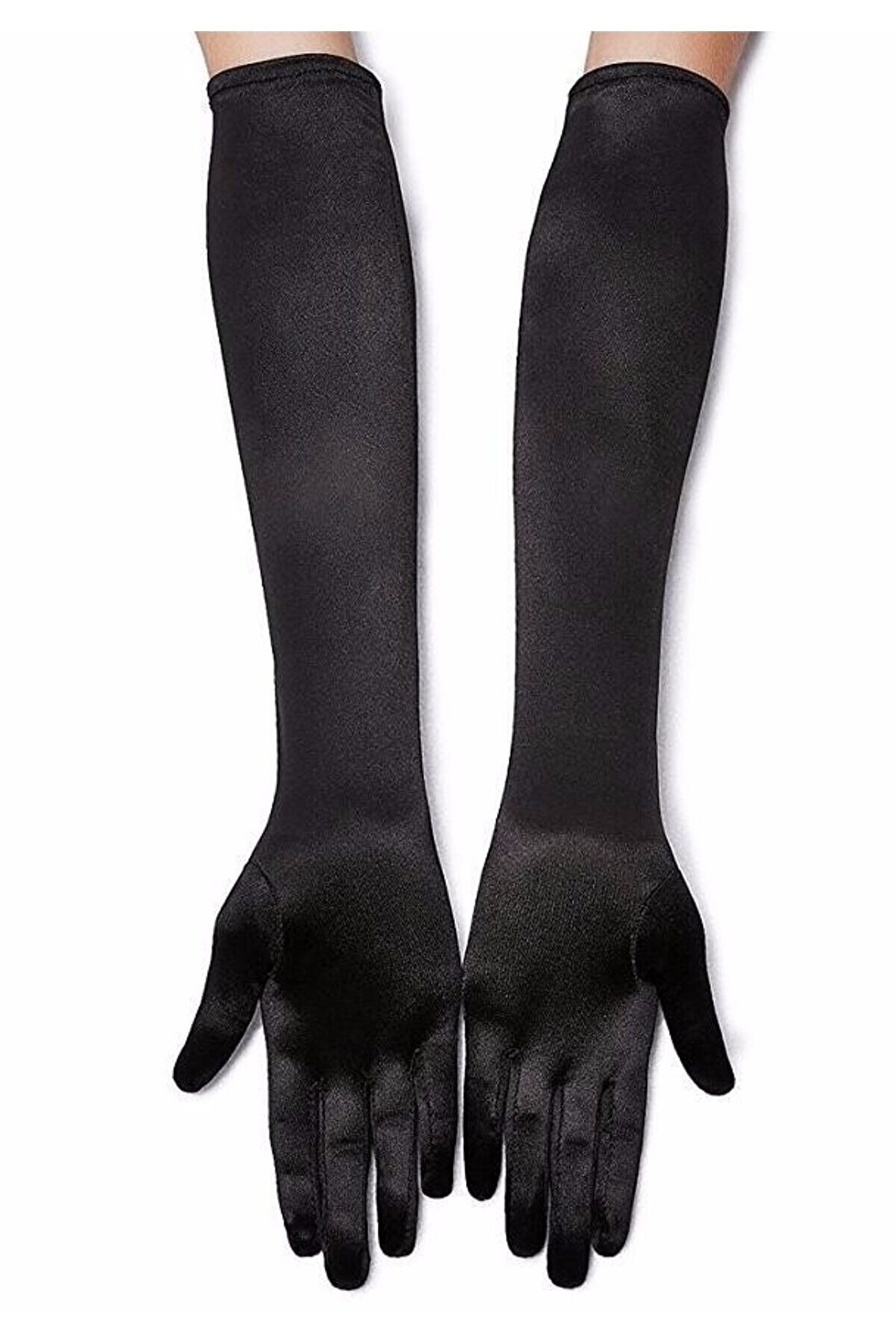 Go İthalat Si̇yah Renk Di̇rseğe Kadar Uzun Kumaş Eldi̇ven (4107)