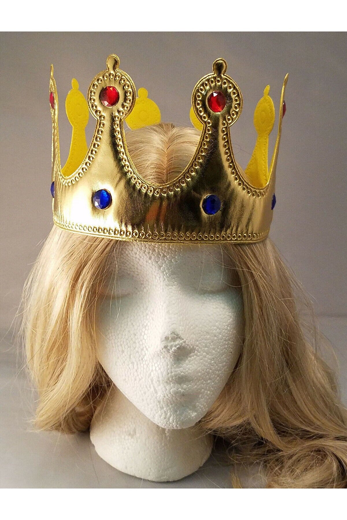 Go İthalat Altın Renk Kumaş Malzemeden İmal Yeti̇şki̇n Ve &Ccedil;ocuk Kral Tacı 55 Cm (4107)