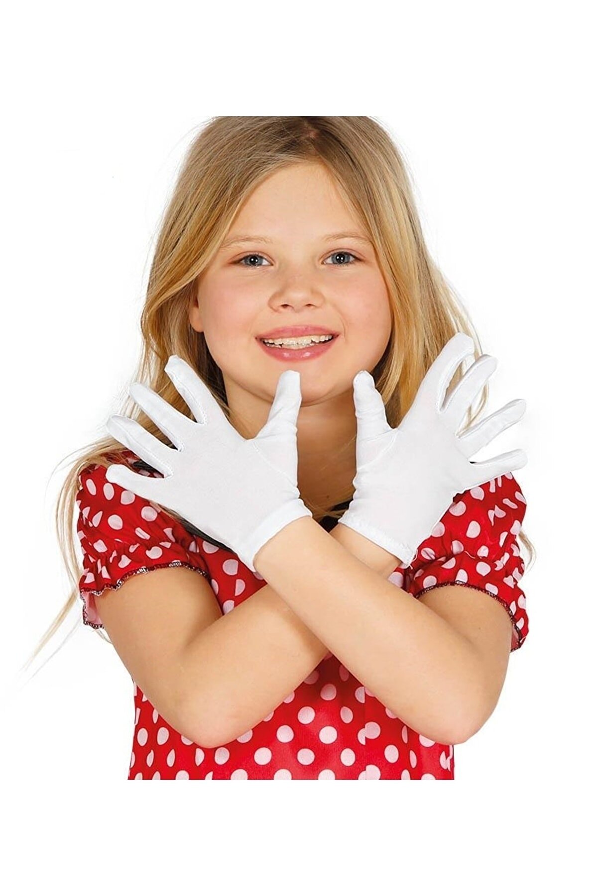 Go İthalat Beyaz Renk &Ccedil;ocuk Boy Li̇kralı Pandomi̇m Eldi̇veni̇ (4107)