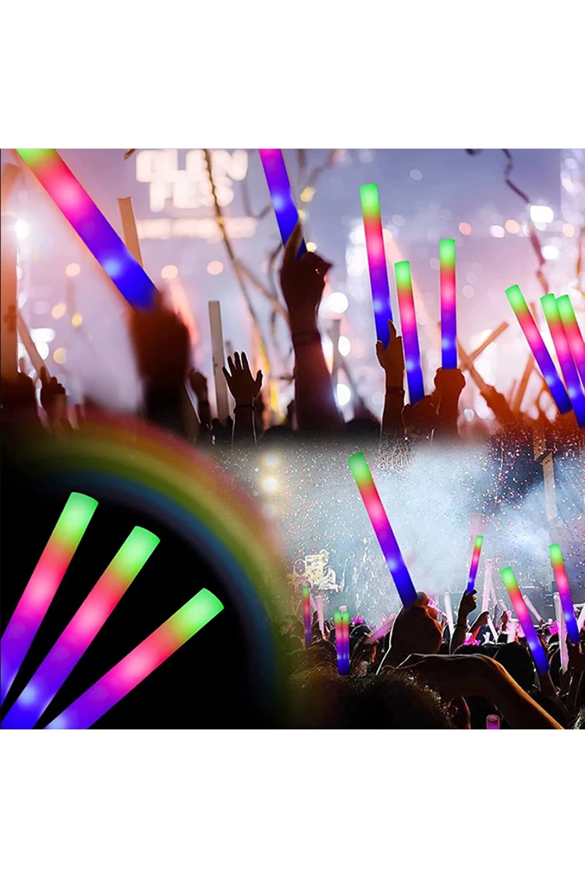 Go İthalat Led Işıklı Rengarenk S&uuml;nger Parti̇ &Ccedil;ubuk Işıklı Kau&ccedil;uk Sopa 46 Cm (4107)