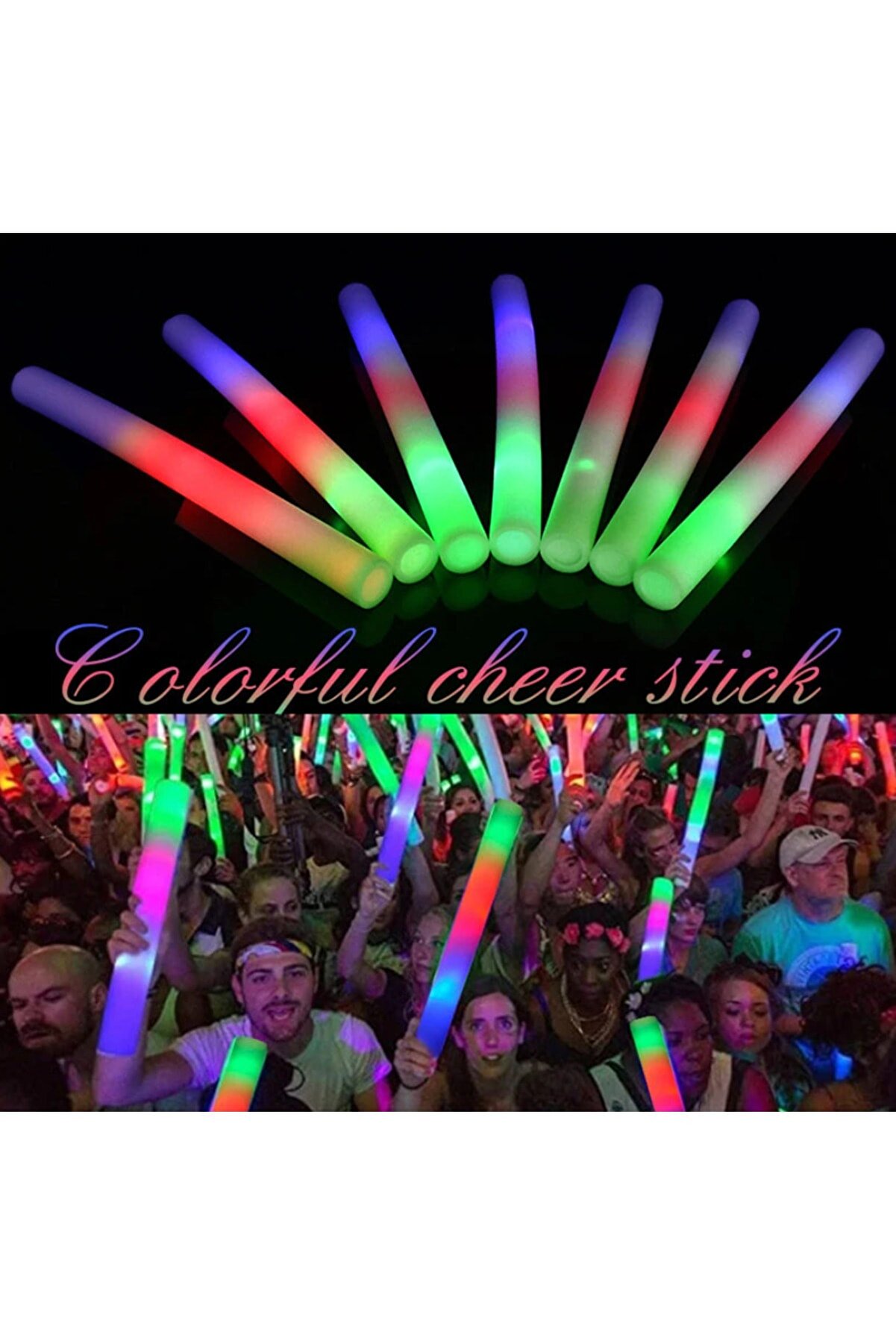 Go İthalat Led Işıklı Rengarenk S&uuml;nger Parti̇ &Ccedil;ubuk Işıklı Kau&ccedil;uk Sopa 46 Cm (4107)