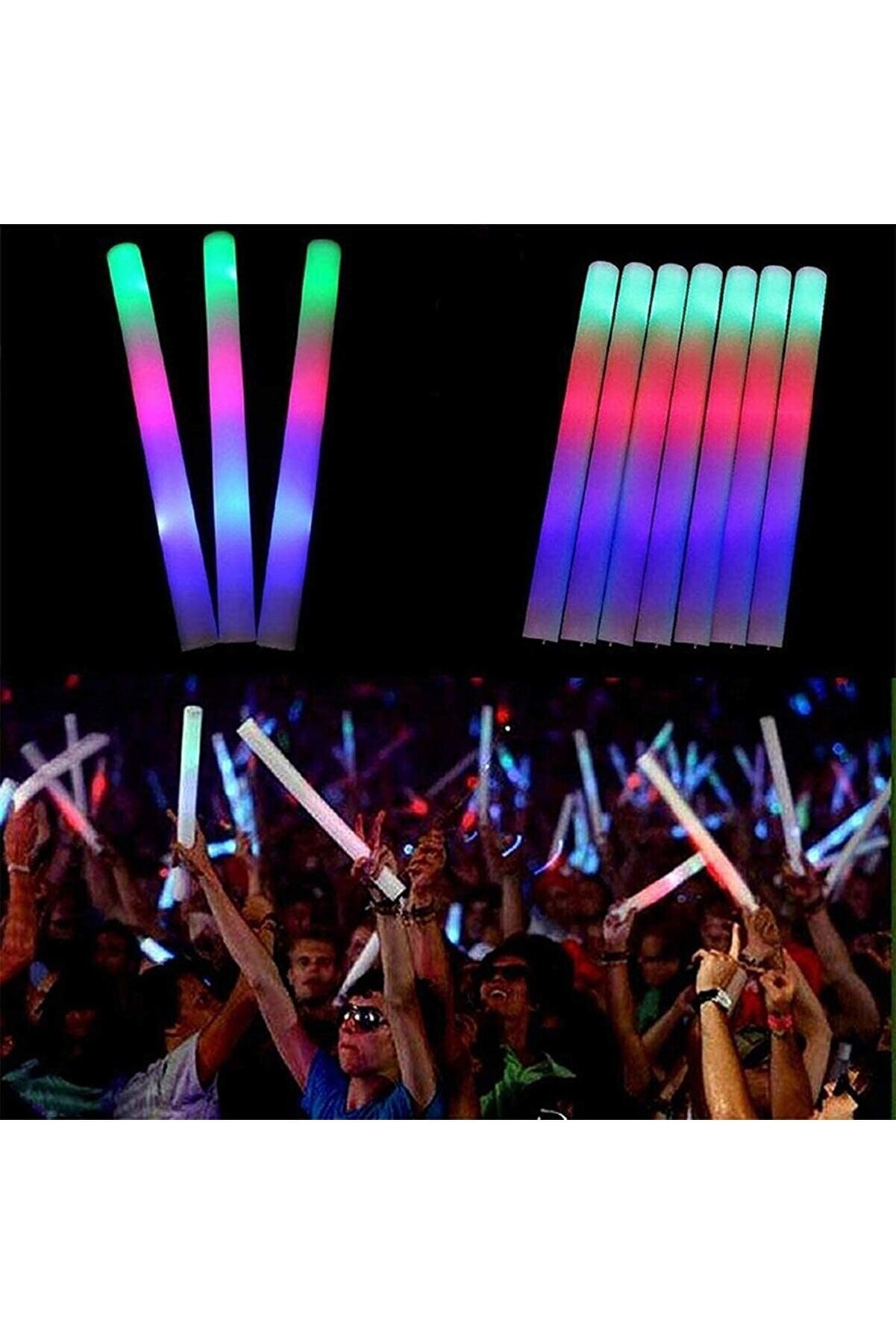 Go İthalat Led Işıklı Rengarenk S&uuml;nger Parti̇ &Ccedil;ubuk Işıklı Kau&ccedil;uk Sopa 46 Cm (4107)