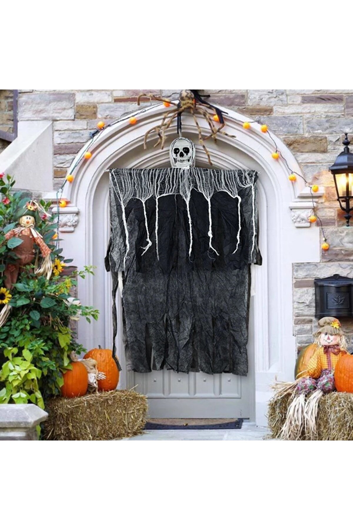 Go İthalat &Uuml;rperti̇ci̇ Kuru Kafa Korku Hayalet Sa&ccedil;aklı Dekor 90X50 Cm (4107)