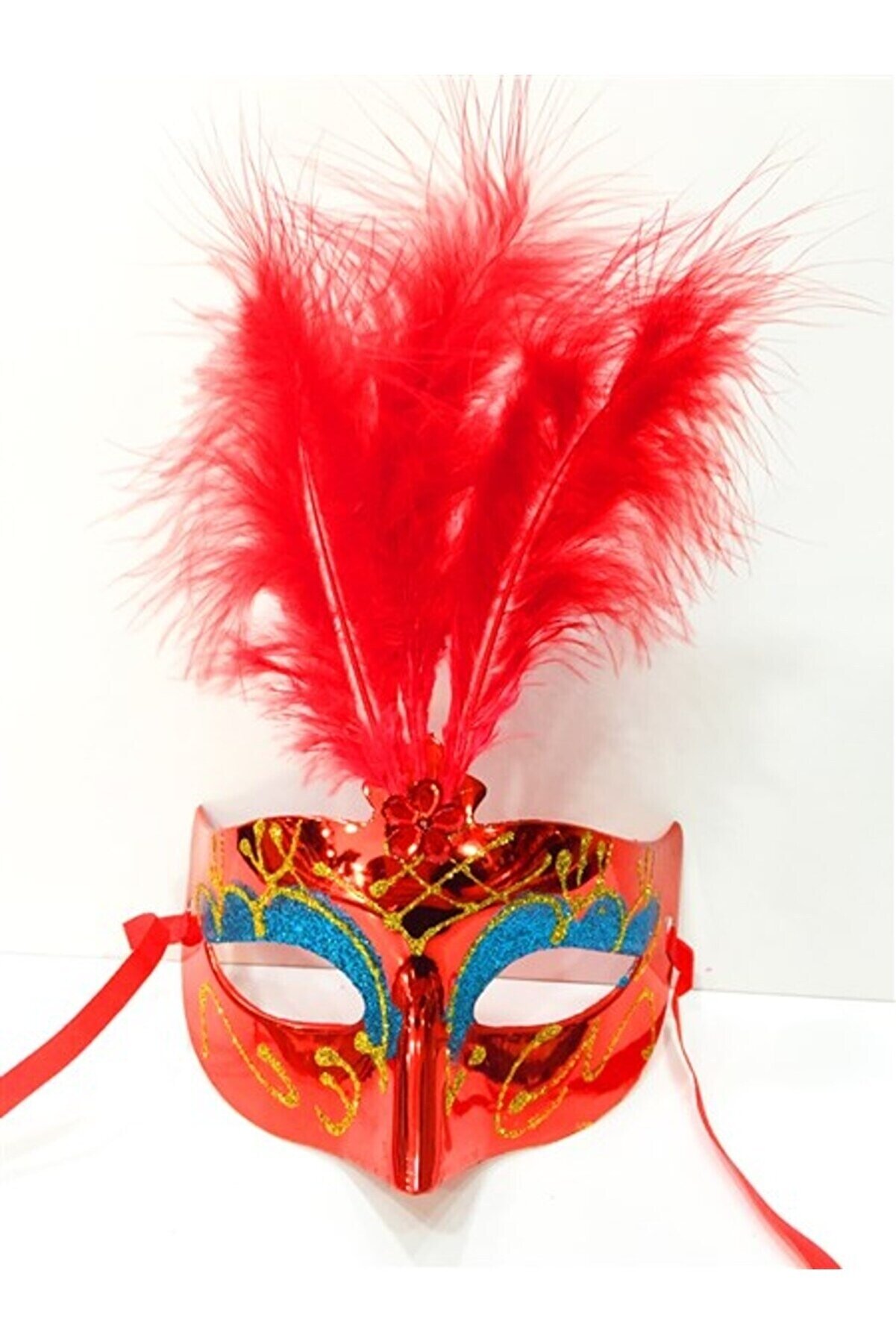Go İthalat Renkli̇ T&uuml;yl&uuml; Venedi̇k Parti̇ Maskesi̇ Karışık Renk 12 Adet (4107)