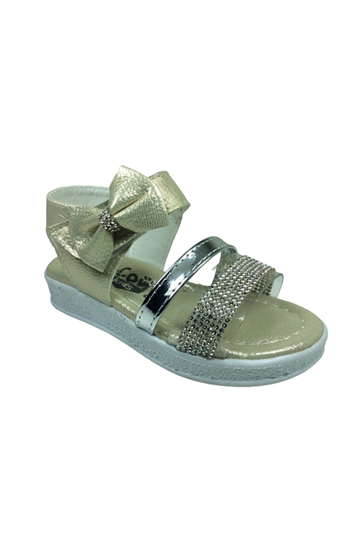 Grafen Pati̇k Kız Çocuk Sandalet Altın Dore Şeffaf Taşlı Abi̇ye Ayakkabı