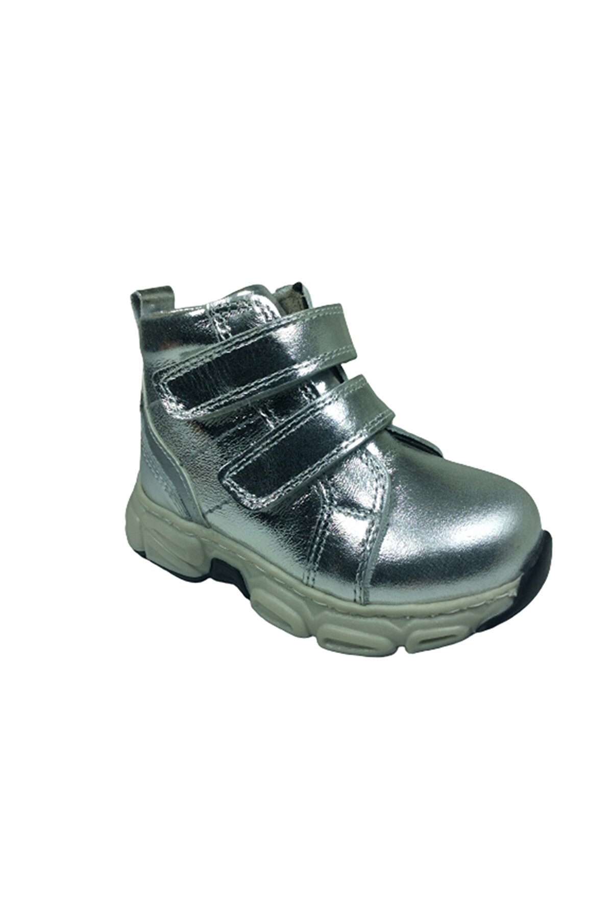 Ortopedi̇kal Bebe Kız Çocuk Bot Gümüş Parlak Cırtlı % 100 Deri̇ Ortopedi̇k Anatomi̇k