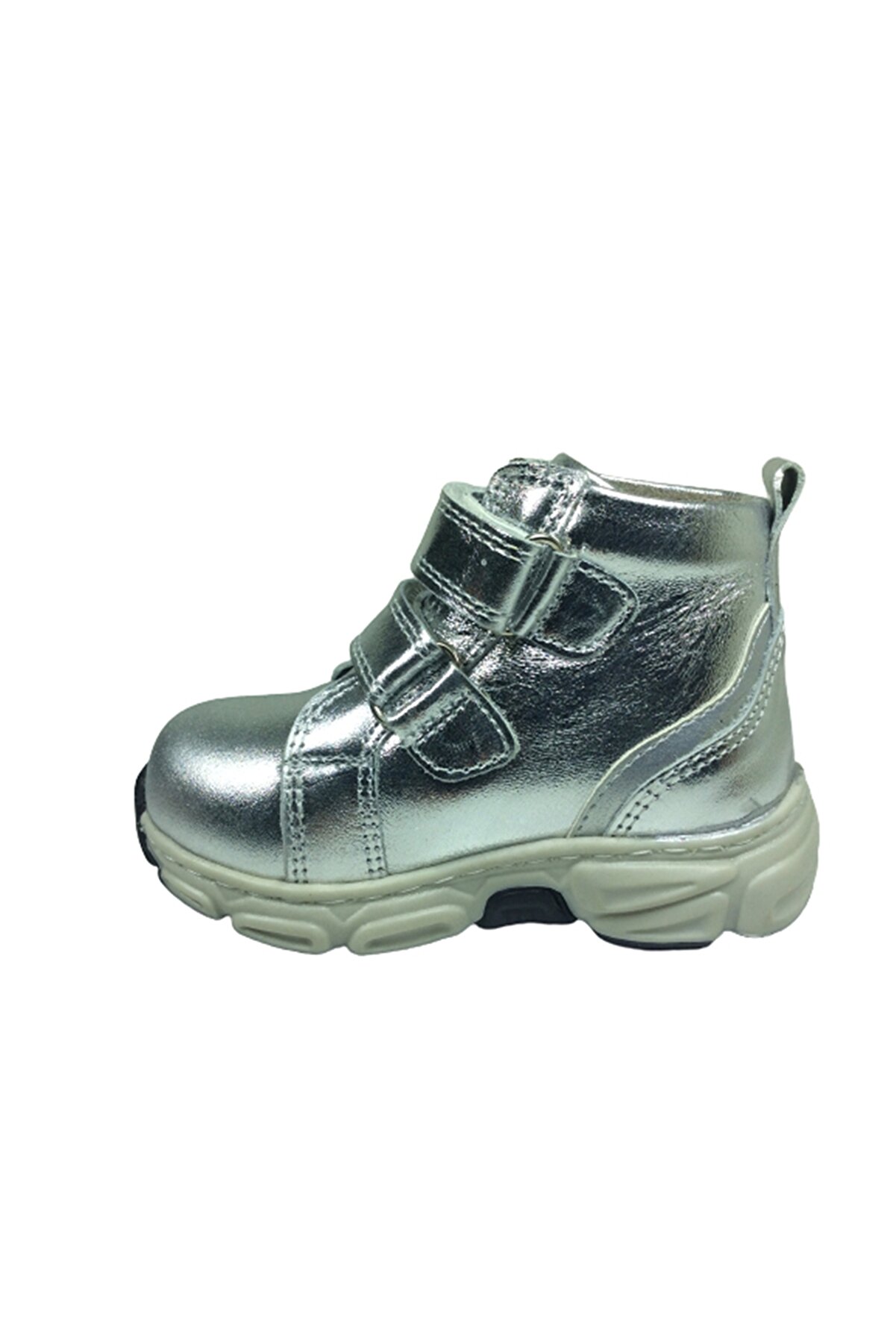 Ortopedi̇kal Bebe Kız Çocuk Bot Gümüş Parlak Cırtlı % 100 Deri̇ Ortopedi̇k Anatomi̇k