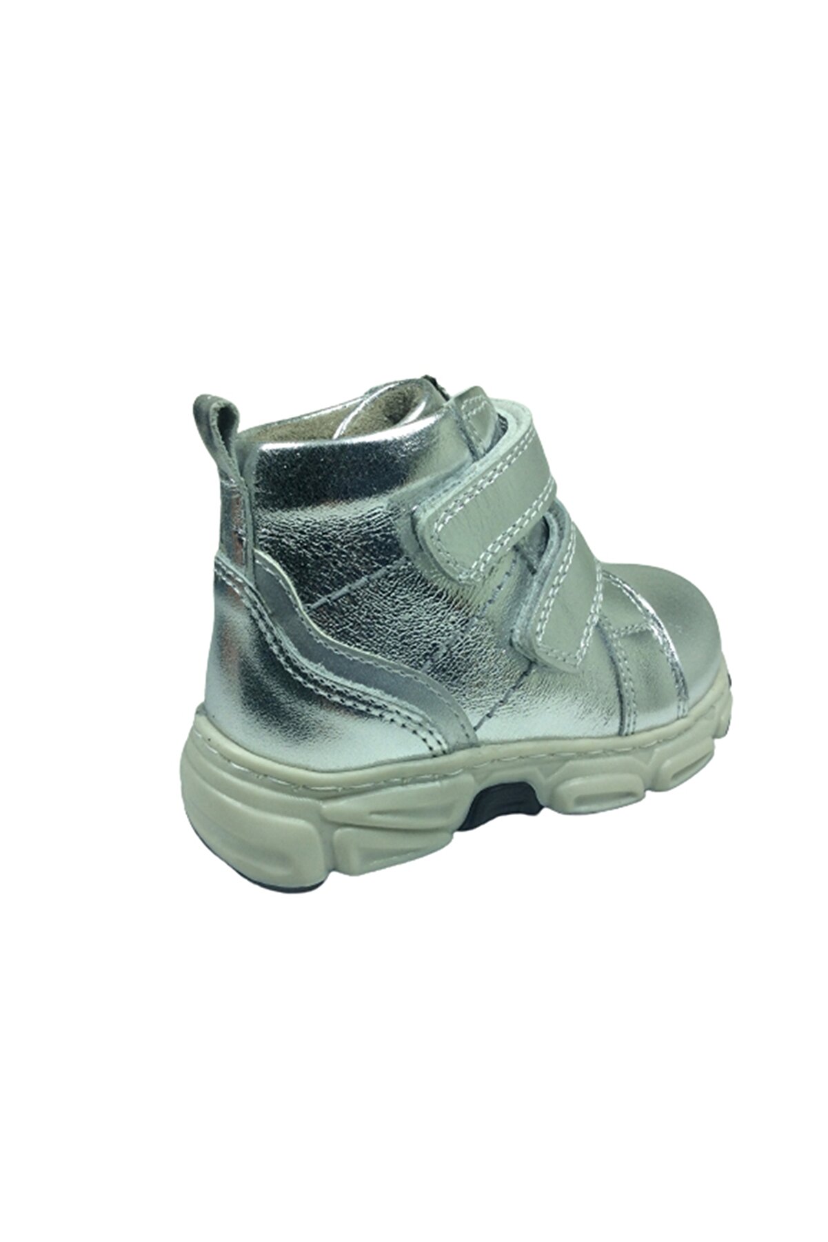 Ortopedi̇kal Bebe Kız Çocuk Bot Gümüş Parlak Cırtlı % 100 Deri̇ Ortopedi̇k Anatomi̇k