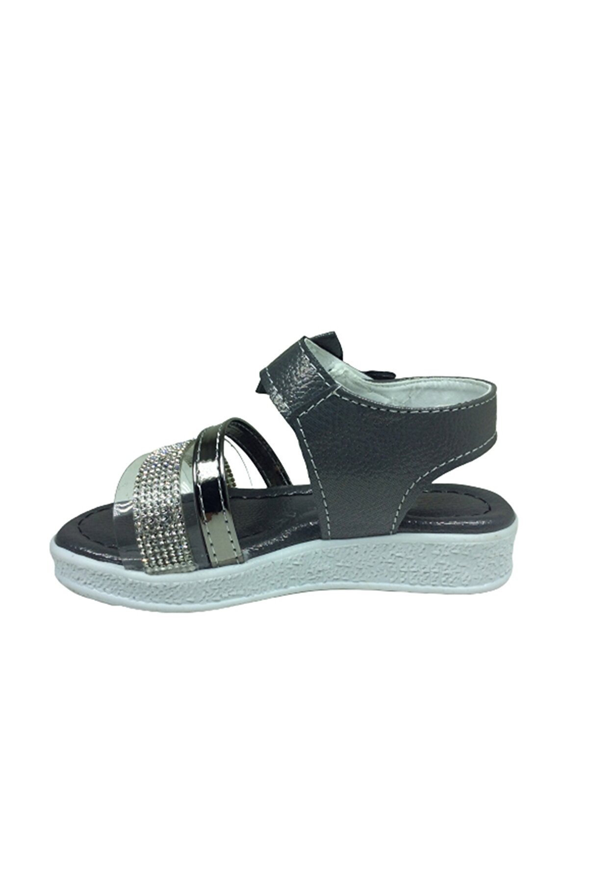 Grafen Pati̇k Kız Çocuk Sandalet Plati̇n Şeffaf Taşlı Abi̇ye Ayakkabı