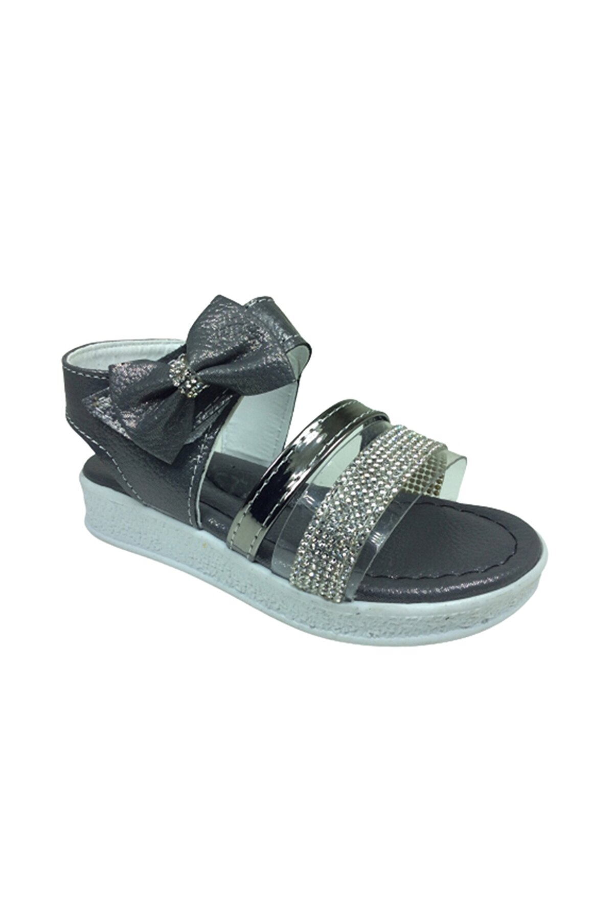 Grafen Pati̇k Kız Çocuk Sandalet Plati̇n Şeffaf Taşlı Abi̇ye Ayakkabı