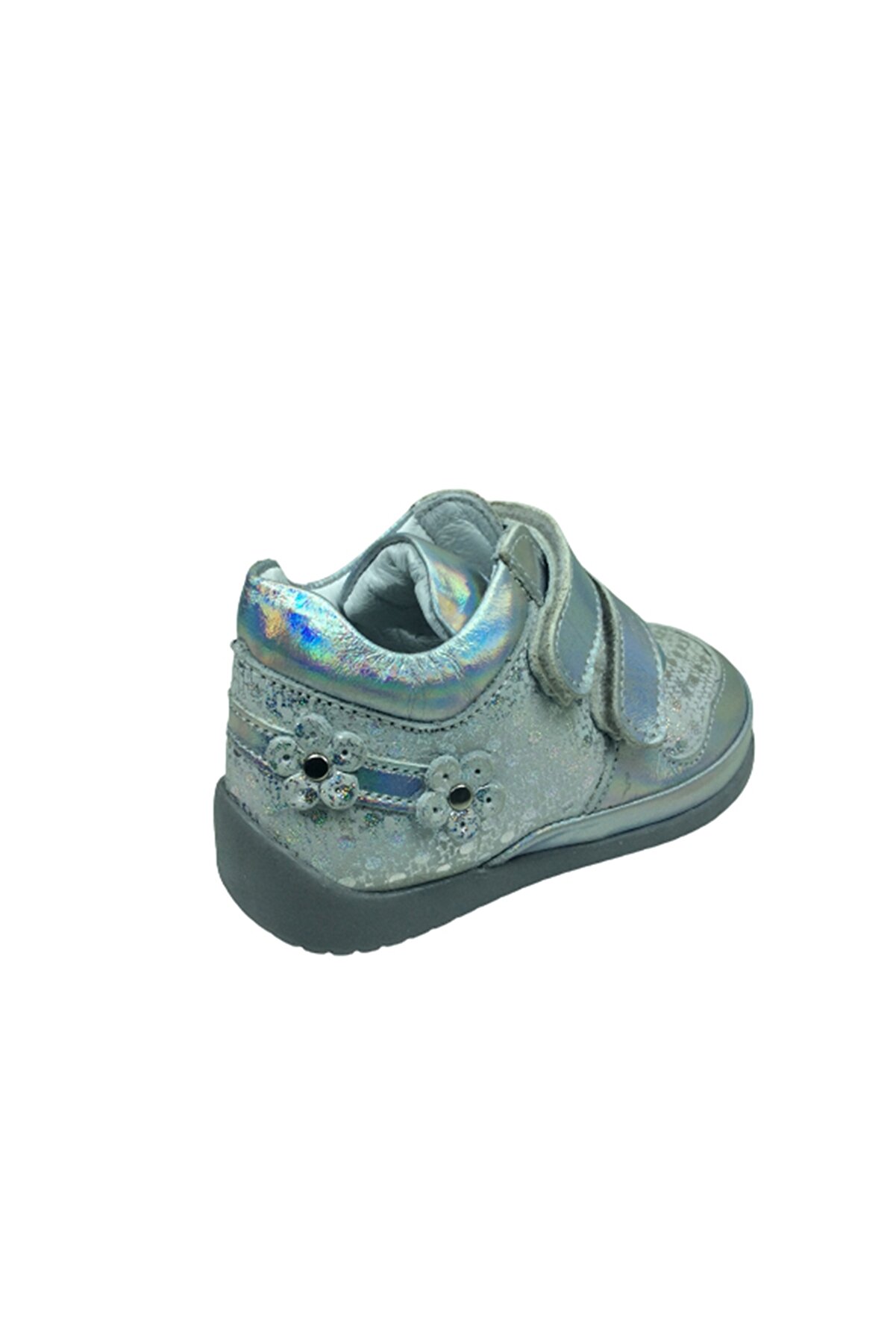 Ortopedi̇kal Kız Çocuk Bot Gümüş Baskılı Cırtlı % 100 Deri̇ Ortopedi̇k Anatomi̇k