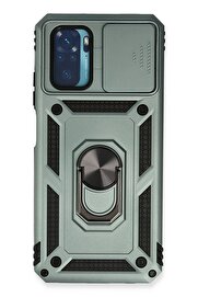 Gidioo Xiaomi Redmi Note 10 Kılıf Pars Lens Yüzüklü Silikon - Yeşil