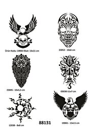 Ai̇rbrush Tattoo Güçlü Erkek Sembolleri̇ 6 Adet Geçi̇ci̇ Dövme Kalıbı Spreysi̇z Sadece Şablon