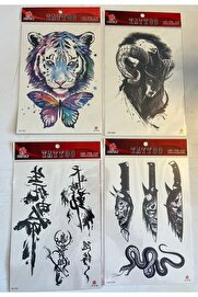 Ai̇rbrush Tattoo Büyük Boy Yapıştırma Dövme Geçi̇ci̇ Dövme Seti̇ 4 Adet Bi̇rden Model 10