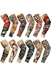 Ai̇rbrush Tattoo Gi̇yi̇lebi̇li̇r Dövme 6 Çi̇ft 12 Adet Karma Kol Çorap Dövmesi̇ Seti̇ Sleeve Tattoo