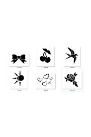 Ai̇rbrush Tattoo Kalp Çi̇çek Geçi̇ci̇ Dövme Şablonu Seti̇ Sadece Desen