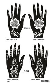 Ai̇rbrush Tattoo Karanfi̇l Desenler 4 Adet 2 Çi̇ft El Kına Kına Kalıpları Sadece Kalıp Seti̇
