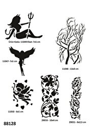 Ai̇rbrush Tattoo Aşk Ve Tutku Sembolleri̇ 6 Adet Geçi̇ci̇ Dövme Kalıbı Spreysi̇z Sadece Şablon