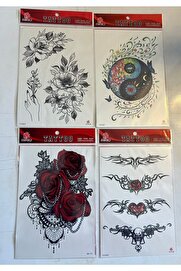Ai̇rbrush Tattoo Büyük Boy Yapıştırma Dövme Geçi̇ci̇ Dövme Seti̇ 4 Adet Bi̇rden Model 7