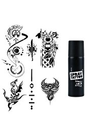 Ai̇rbrush Tattoo Fantasti̇k Kari̇zmati̇k Modeller Spray Tattoo Geçi̇ci̇ Dövme Seti̇ Dark Si̇yah Sprey