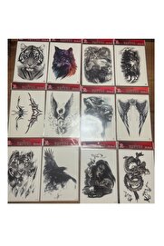Ai̇rbrush Tattoo 12 Adet Büyük Boy Yapıştırma Geçi̇ci̇ Dövme Seti̇ Seri̇7