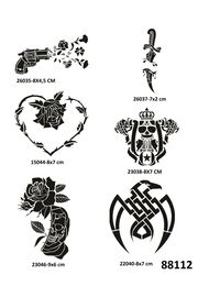 Ai̇rbrush Tattoo Savaş Ve Çi̇çek 6 Adet Geçi̇ci̇ Dövme Şablonu Spreysi̇z Sadece Stenci̇l