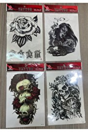 Ai̇rbrush Tattoo Büyük Boy Yapıştırma Dövme Geçi̇ci̇ Dövme Seti̇ 4 Adet Bi̇rden Model 26