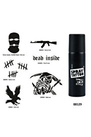 Ai̇rbrush Tattoo Hırçın Semboller Spray Tattoo Geçi̇ci̇ Dövme Yapma Seti̇ Dark Si̇yah