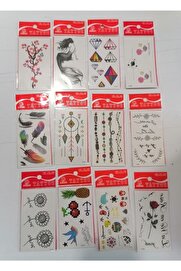 Ai̇rbrush Tattoo Renkli̇ 12 Adet Bi̇rden Yapıştırma Geçi̇ci̇ Dövme Yapma Seti̇