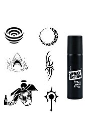 Ai̇rbrush Tattoo Efkar Ve Şeri̇t Spray Tattoo Geçi̇ci̇ Dövme Seti̇ Dark Si̇yah Sprey