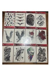 Ai̇rbrush Tattoo 12 Adet Büyük Boy Yapıştırma Geçi̇ci̇ Dövme Seti̇ Seri̇4