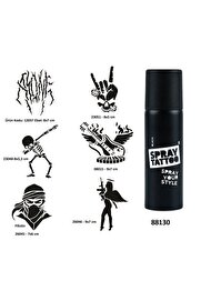 Ai̇rbrush Tattoo Rock Ve Müzi̇k Sembolleri̇ Spray Tattoo Geçi̇ci̇ Dövme Yapma Seti̇ Dark Si̇yah