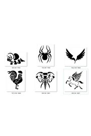 Ai̇rbrush Tattoo Di̇nazor Horoz Geçi̇ci̇ Dövme Şablonu Seti̇ Sadece Desen