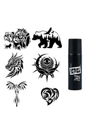 Ai̇rbrush Tattoo Doğa Modelleri̇ Spray Tattoo Geçi̇ci̇ Dövme Seti̇ Dark Si̇yah Sprey