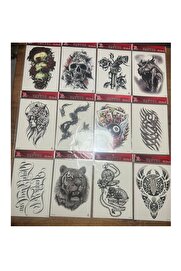 Ai̇rbrush Tattoo 12 Adet Büyük Boy Yapıştırma Geçi̇ci̇ Dövme Seti̇ Seri̇2