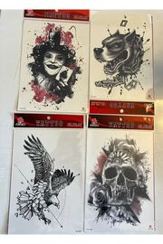 Ai̇rbrush Tattoo Büyük Boy Yapıştırma Dövme Geçi̇ci̇ Dövme Seti̇ 4 Adet Bi̇rden Model 14