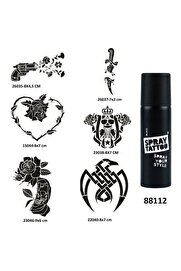 Ai̇rbrush Tattoo Savaş Ve Çi̇çek Spray Tattoo Geçi̇ci̇ Dövme Yapma Seti̇ Sprey Dövme Ki̇ti̇