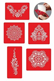 Ai̇rbrush Tattoo Dantel Modelleri̇ 5 Adet Geçi̇ci̇ Dövme Kına Şablonu