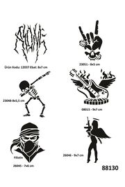Ai̇rbrush Tattoo Rock Ve Müzi̇k Sembolleri̇ 6 Adet Geçi̇ci̇ Dövme Kalıbı Spreysi̇z Sadece Şablon