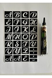Ai̇rbrush Tattoo Alfabe Ile Isi̇m Harf Yazma Geçi̇ci̇ Dövme Seti̇ Si̇yah Kına Hedi̇yeli̇