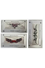 Ai̇rbrush Tattoo Taşlı Yapıştırma Dövme 3 Adet Bi̇rden Set10