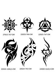 Ai̇rbrush Tattoo Tri̇bal Kol Bacak 6 Adet Geçi̇ci̇ Dövme Şablonu Sadece Desen