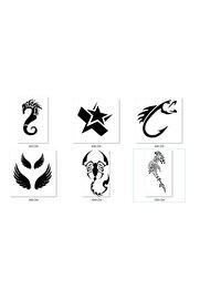 Ai̇rbrush Tattoo Balık Akrep Geçi̇ci̇ Dövme Şablonu Seti̇ Sadece Desen